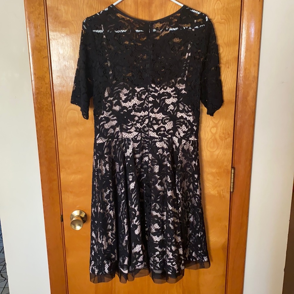 Eliza J black lace midi dress
